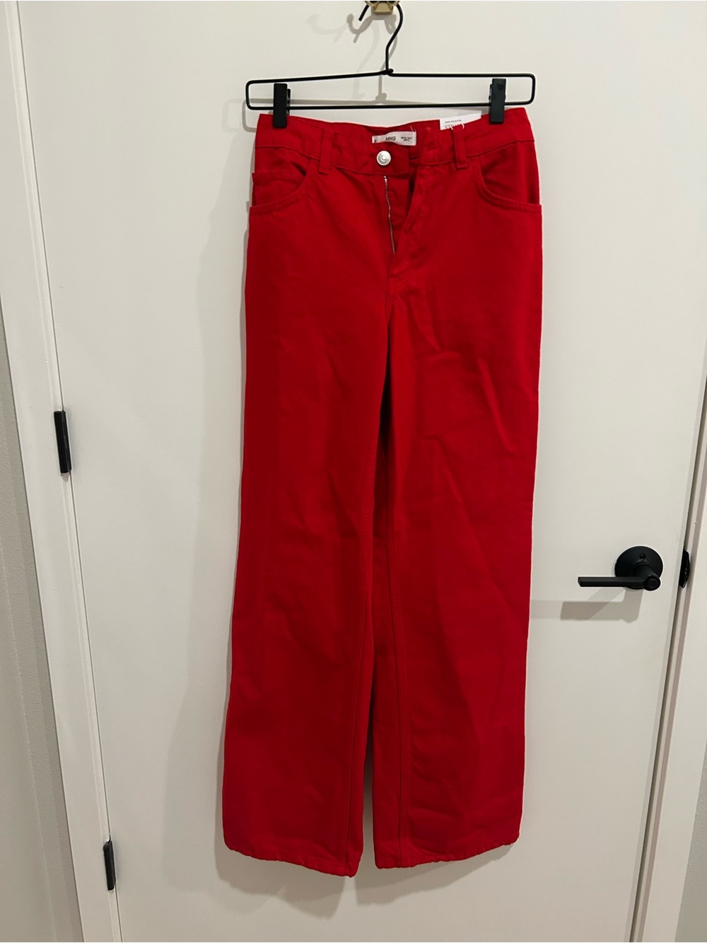 Mango Red Wide-Leg Jeans